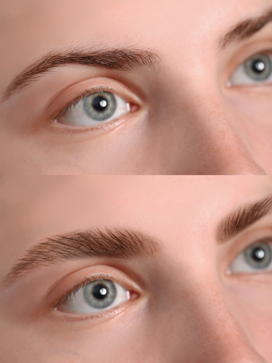 Brow shaping before and after result