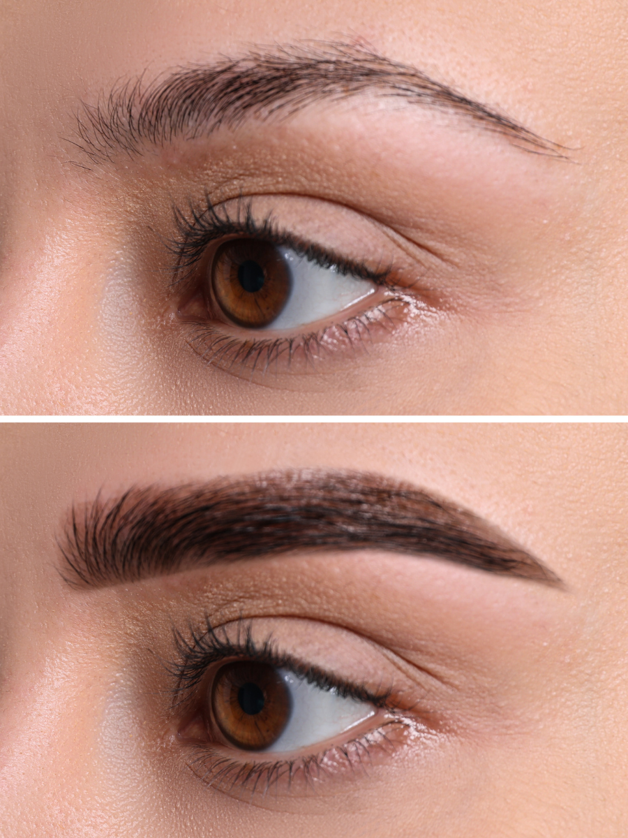 Brow tint before and after result