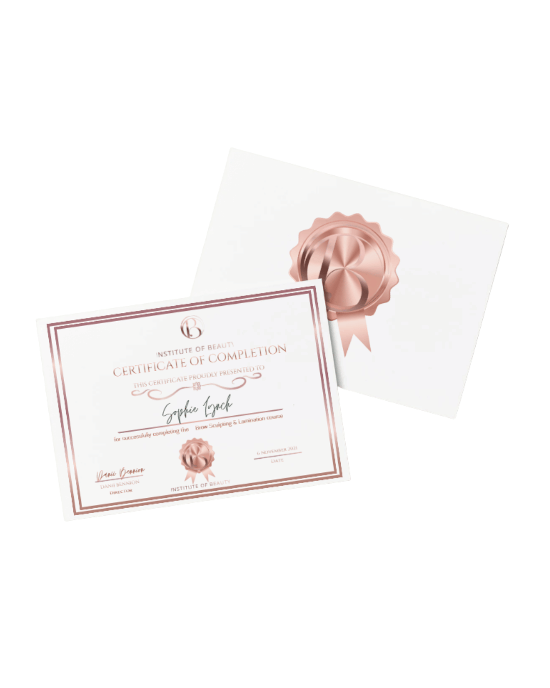 Institute of Beauty course certificate for online brow henna course